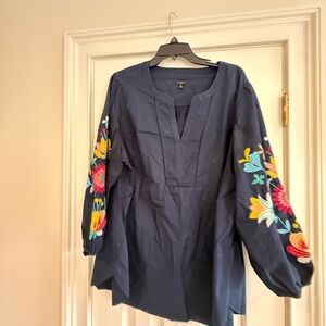 Talbots Navy Blouse